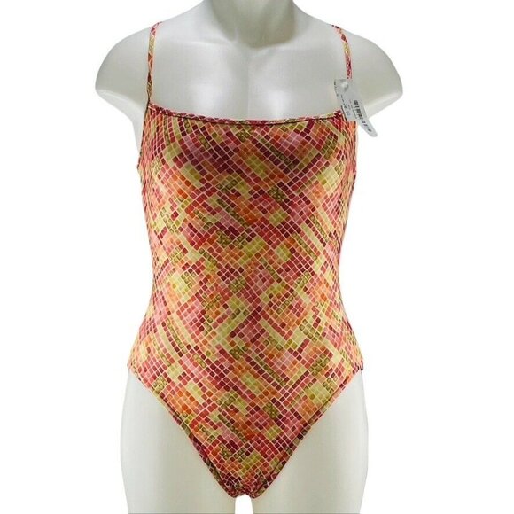Colorful Mosaic Print One-Piece Swimsuit By I.N.C. Size S - Picture 1 of 10